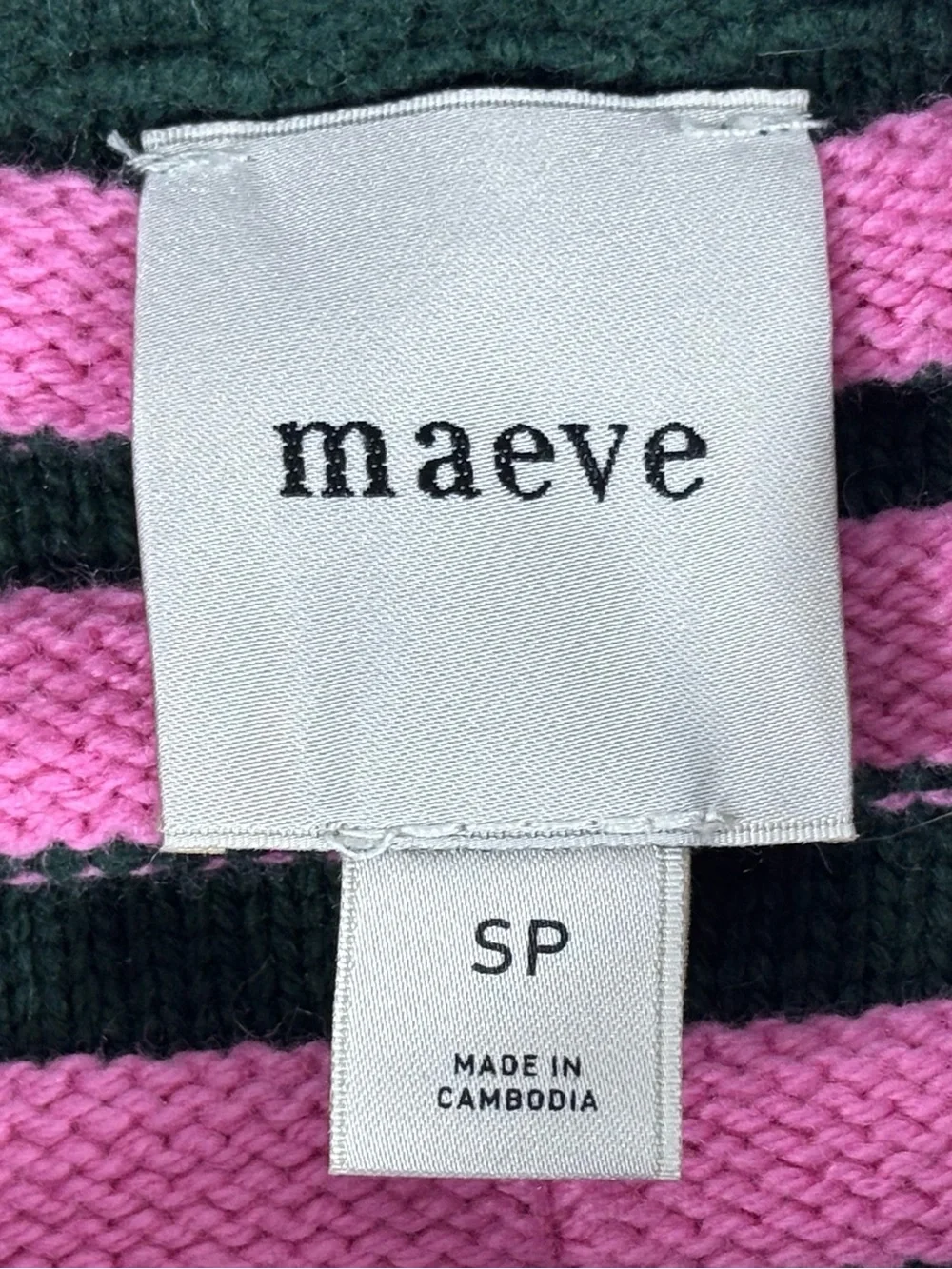 Anthropologie Maeve Chandler Striped Mock Neck Sweater Pink Black SP | NWT